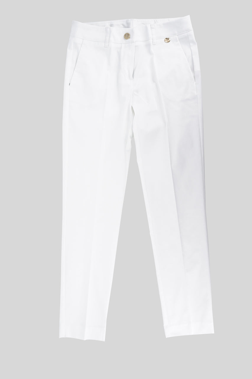 Pantalone in Cotone Slim / Bianco - Ideal Moda
