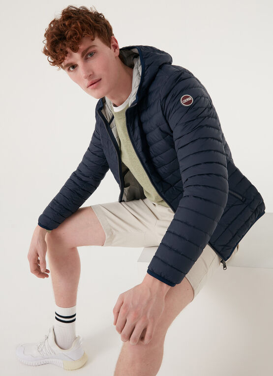 Down Jacket with Colmar Logo Blue