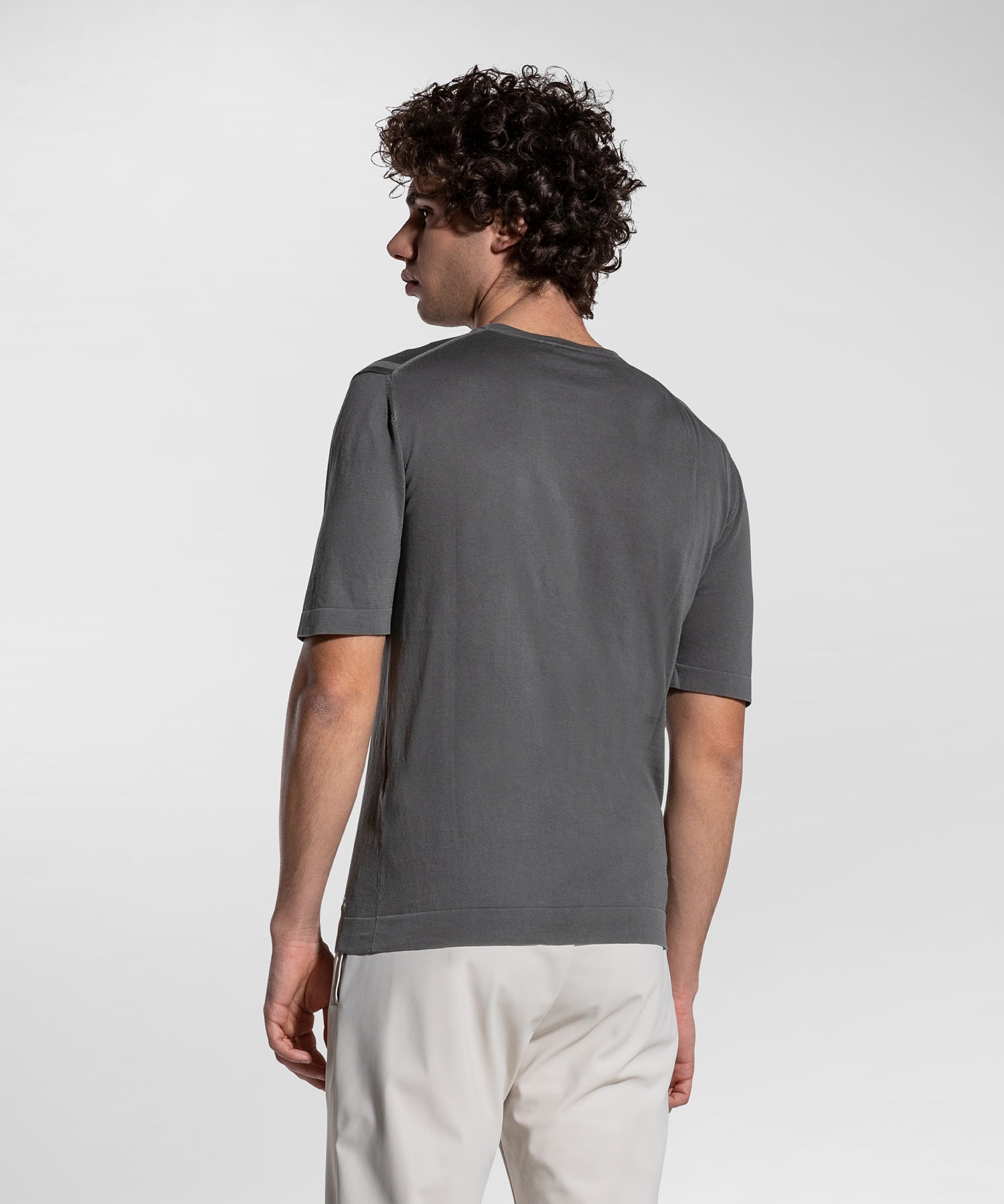 T-Shirt in Tricot di Puro Cotone / Grigio - Ideal Moda