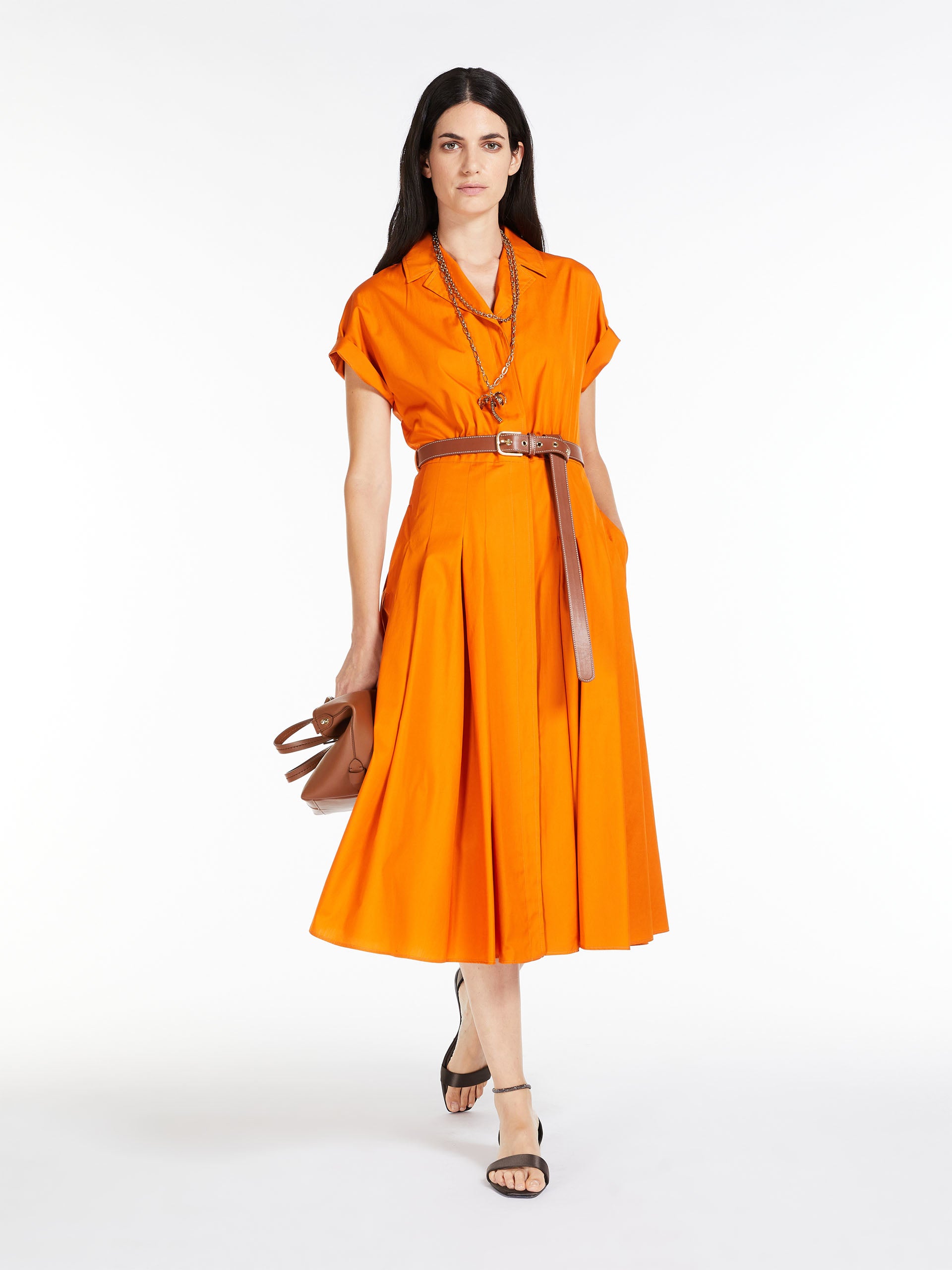 max mara orange dress Bi-material dress, orange