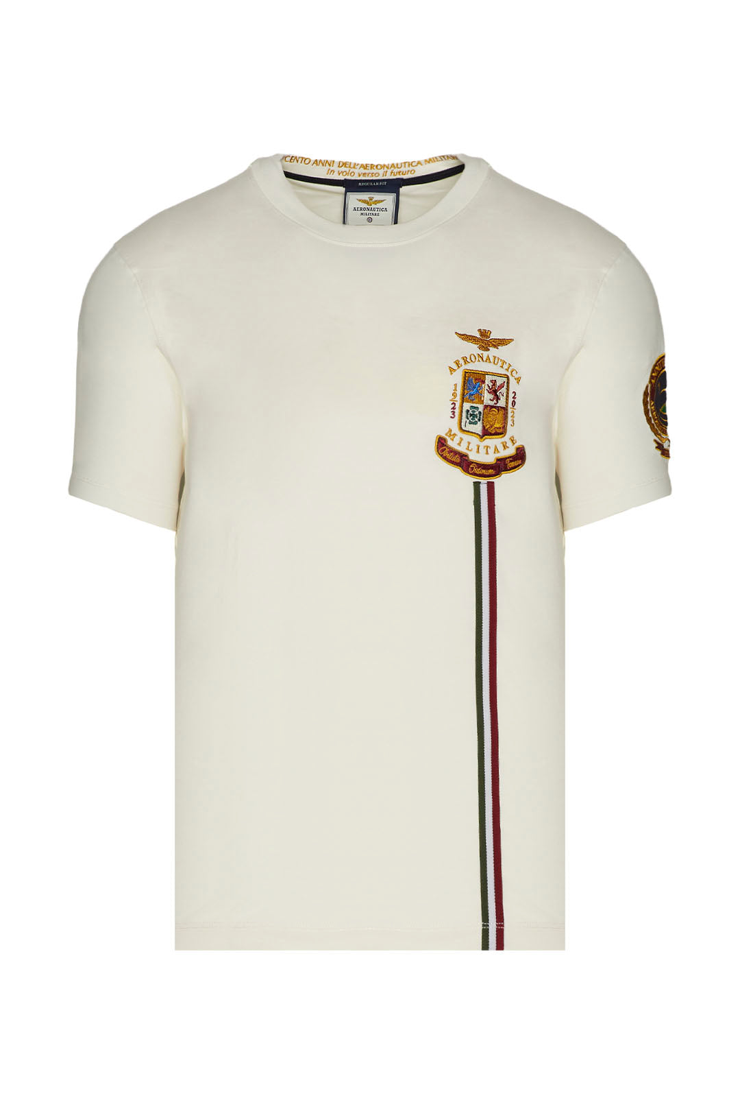 T-Shirt in Cotone con Ricamo Aeronautica Militare / Bianco - Ideal Moda