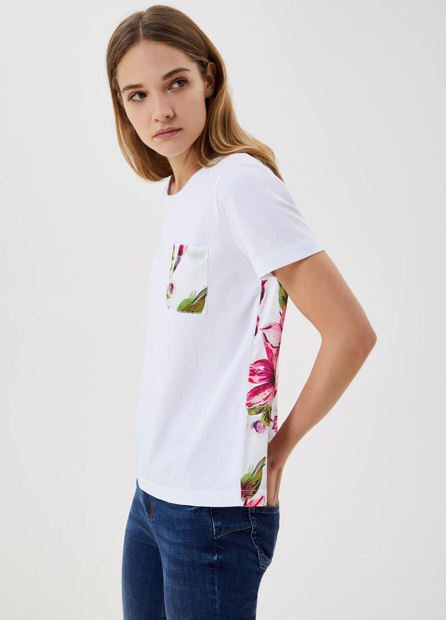 T-shirt con inserti stampati / Bianco - Ideal Moda