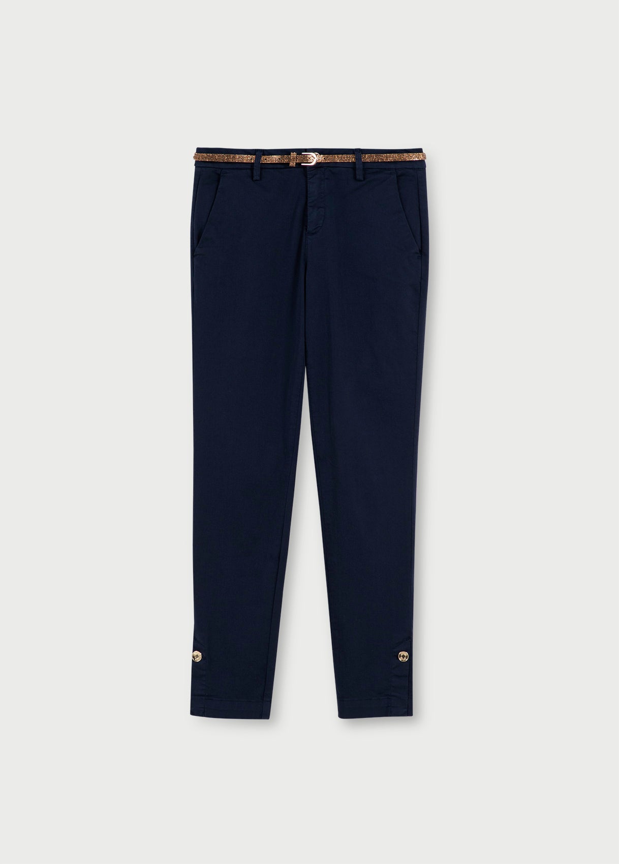 Pantalone chino con cintura / Blu - Ideal Moda
