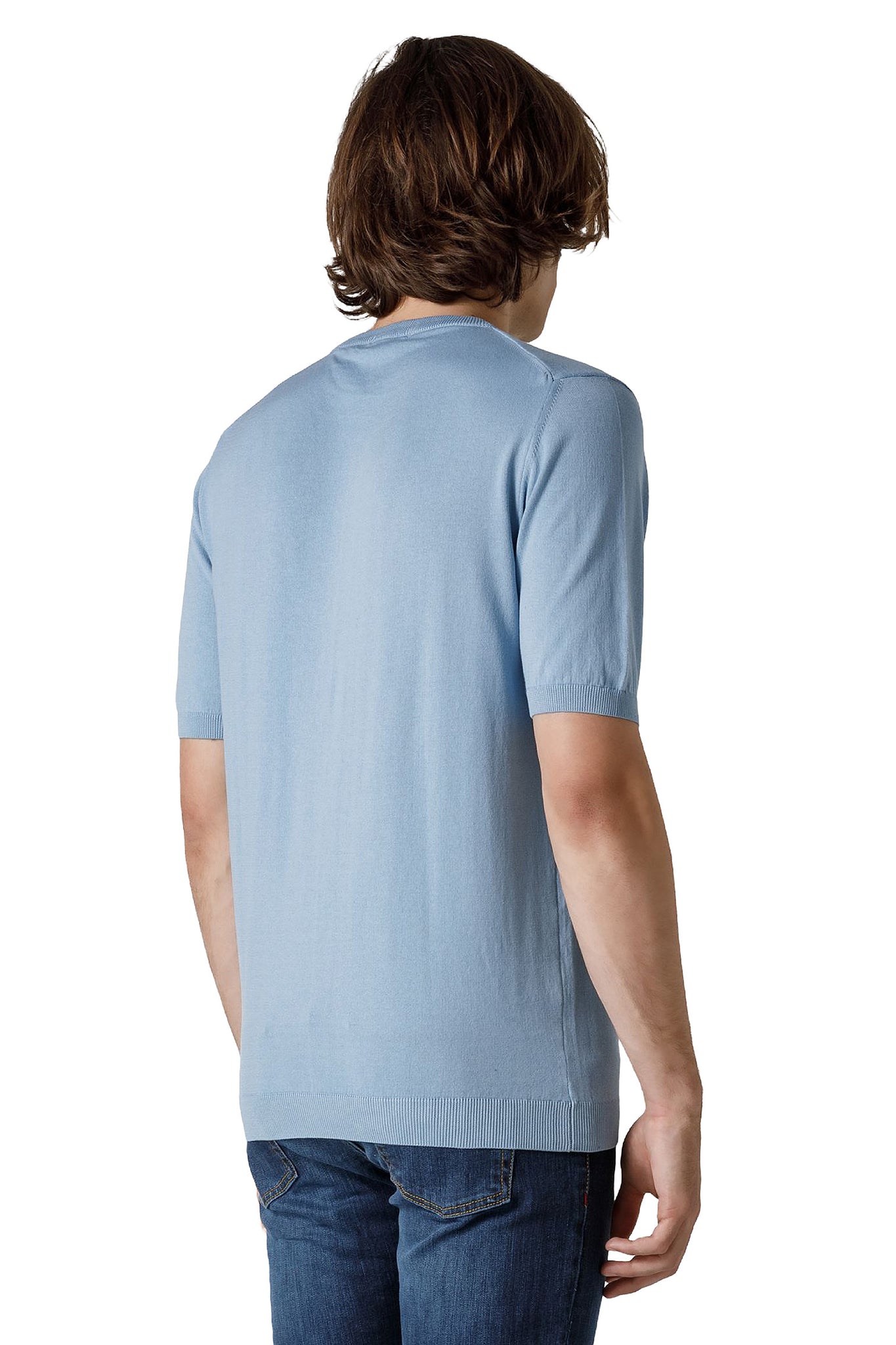 T-Shirt in Filo di Cotone Hyrcus / Azzurro - Ideal Moda