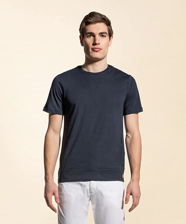 Stretch cotton T-shirt / Blu - Ideal Moda