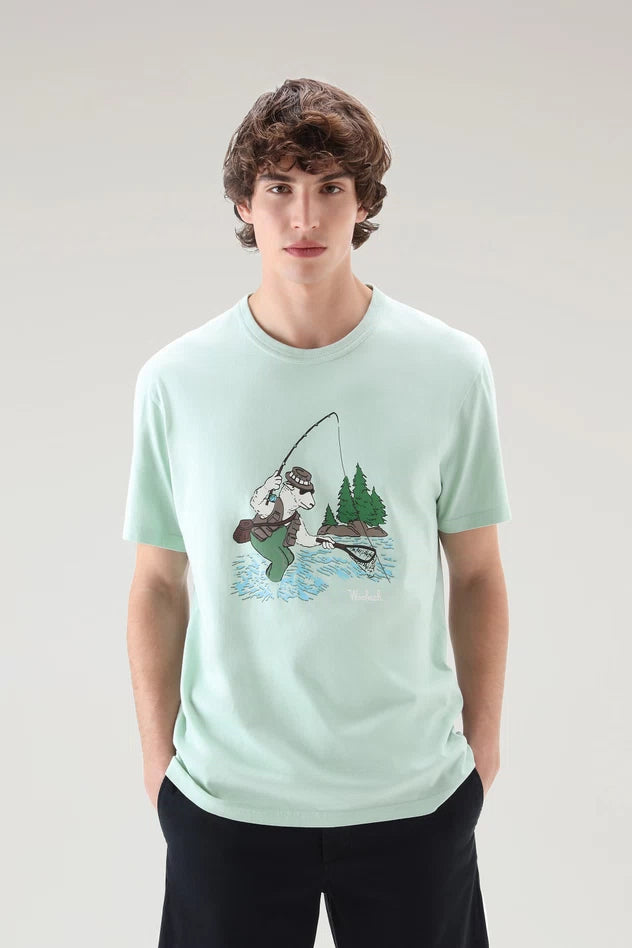 T-Shirt con Stampa Woolrich / Verde - Ideal Moda