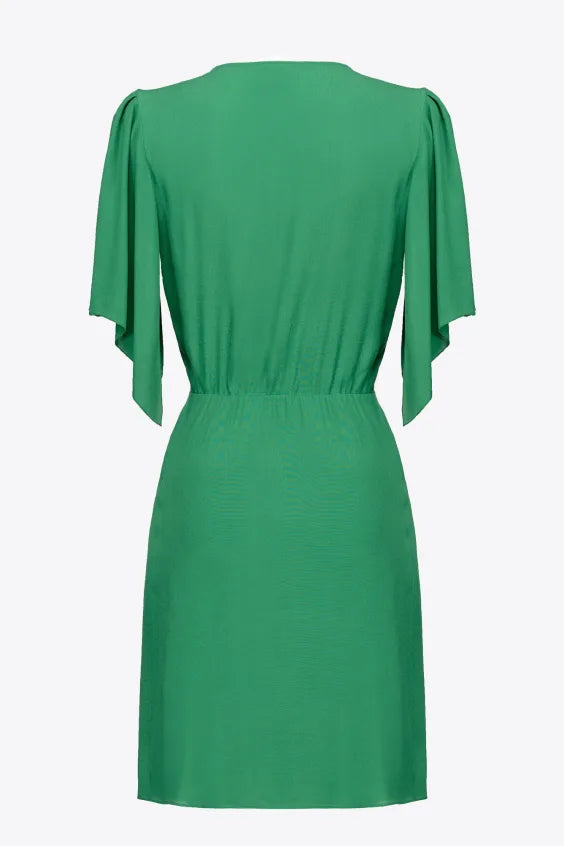 pinko dress green Pinko Sleeveless Ribbed Slim-fit Midi Dress With Distressed Hem