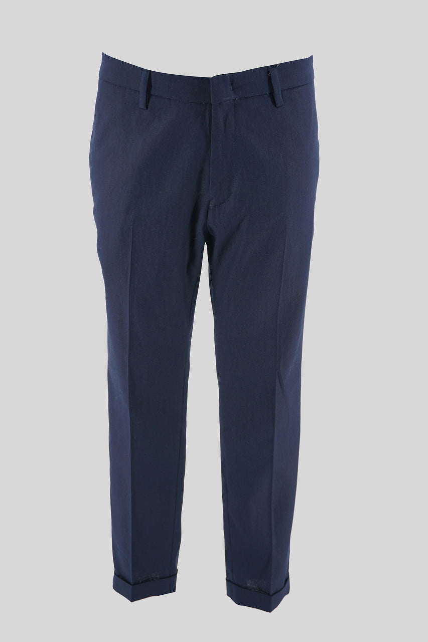 Pantalone chino con risvolto / Blu - Ideal Moda