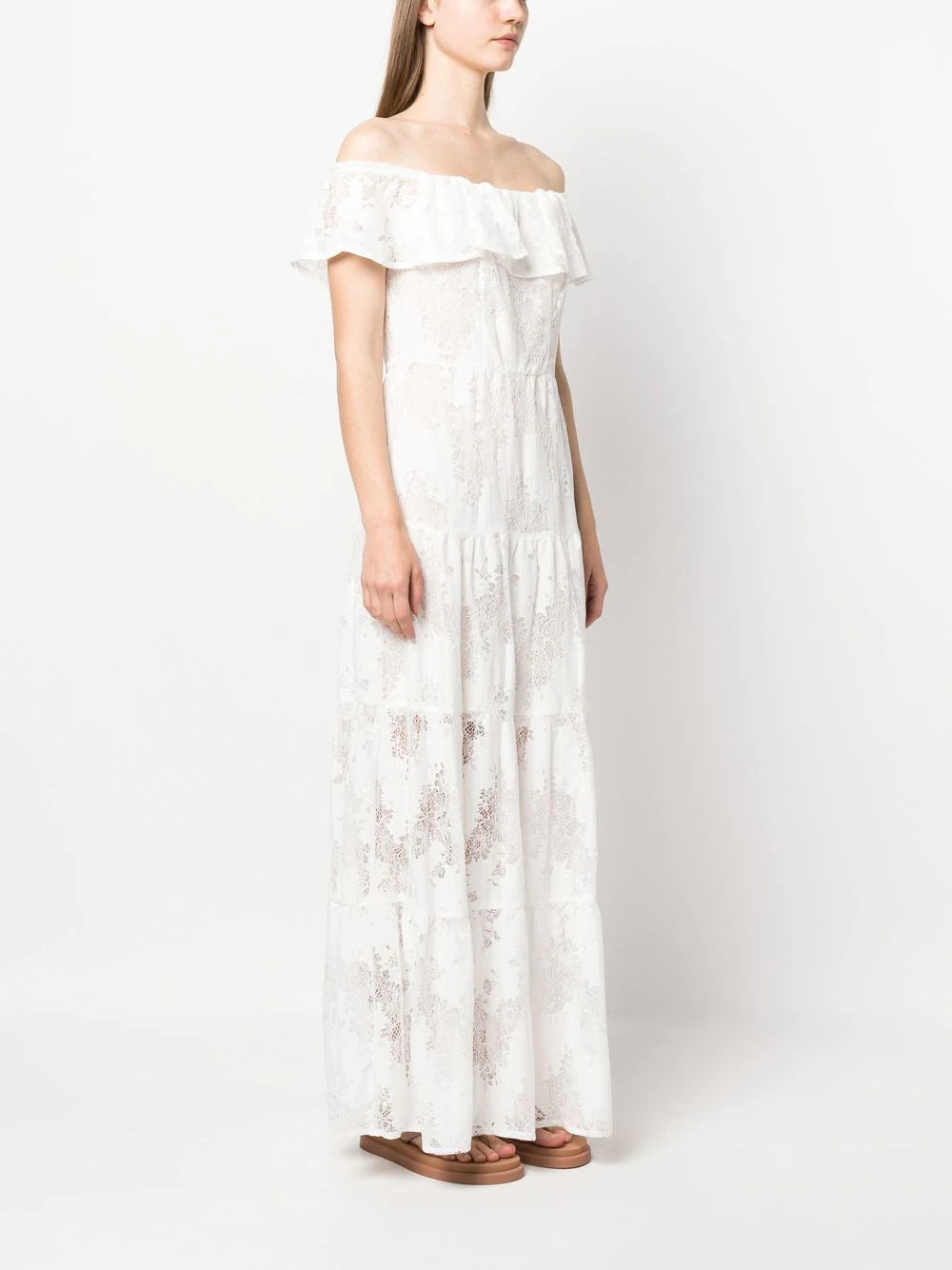chinese dress ladies Long Lace Dress Liu Jo / White