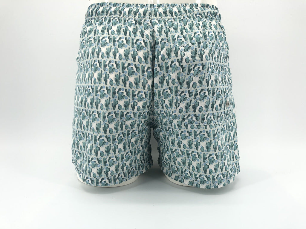 Pantaloncino da mare fantasia Cactus / Bianco - Ideal Moda