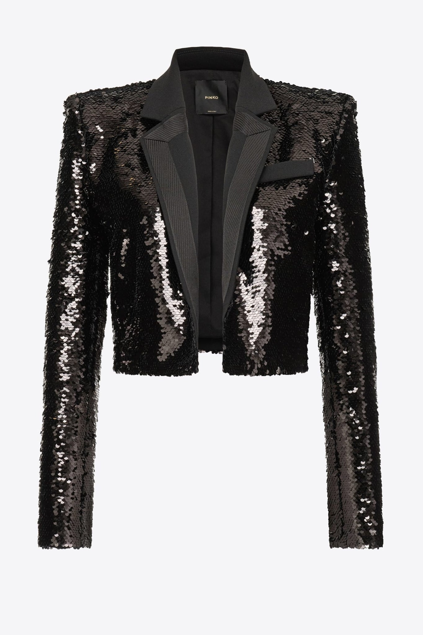 Giacca Spencer Pinko con Paillettes  / Nero - Ideal Moda