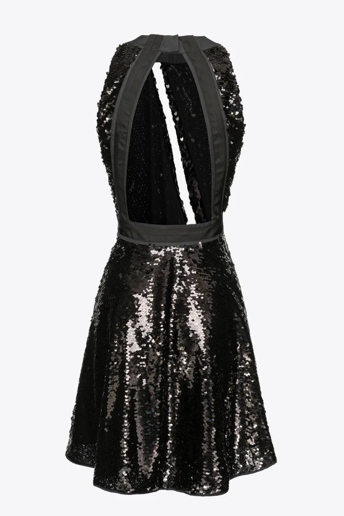 Mini Dress Pinko Full Sequins / Black