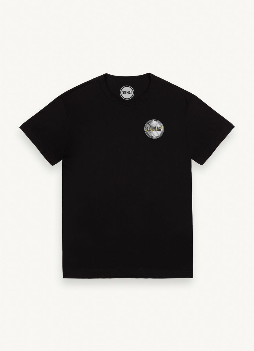 T-Shirt in Cotone con Logo Metallico / Nero - Ideal Moda