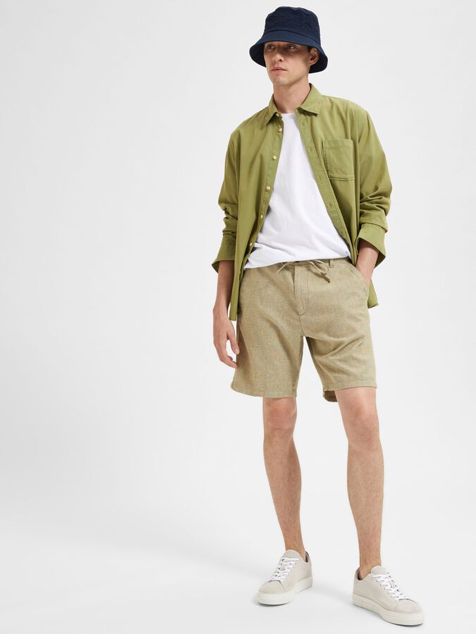 Pantaloncino in Misto Lino Selected / Verde - Ideal Moda