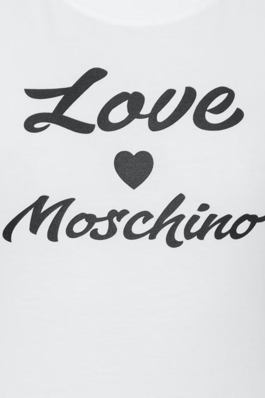 T-Shirt in Cotone Stretch con Logo Love Moschino / Bianco - Ideal Moda