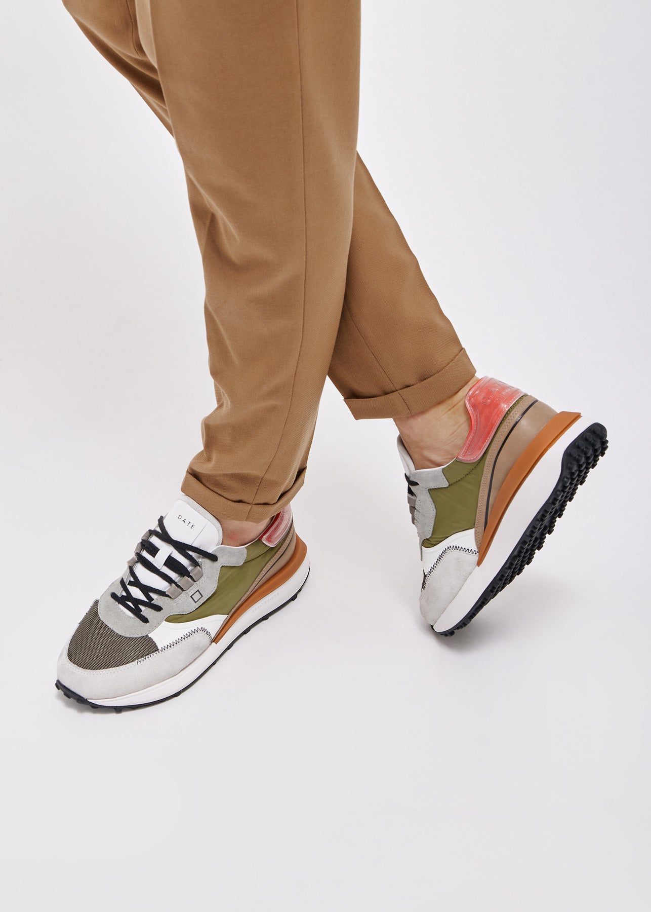 Sneaker in Nylon e Pelle DATE / Verde - Ideal Moda