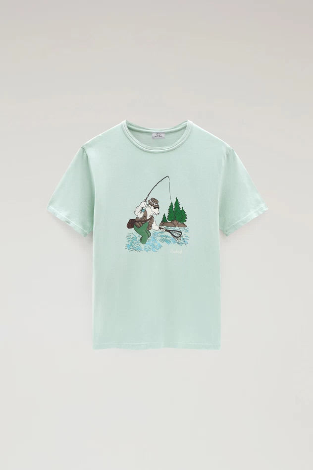 T-Shirt con Stampa Woolrich / Verde - Ideal Moda