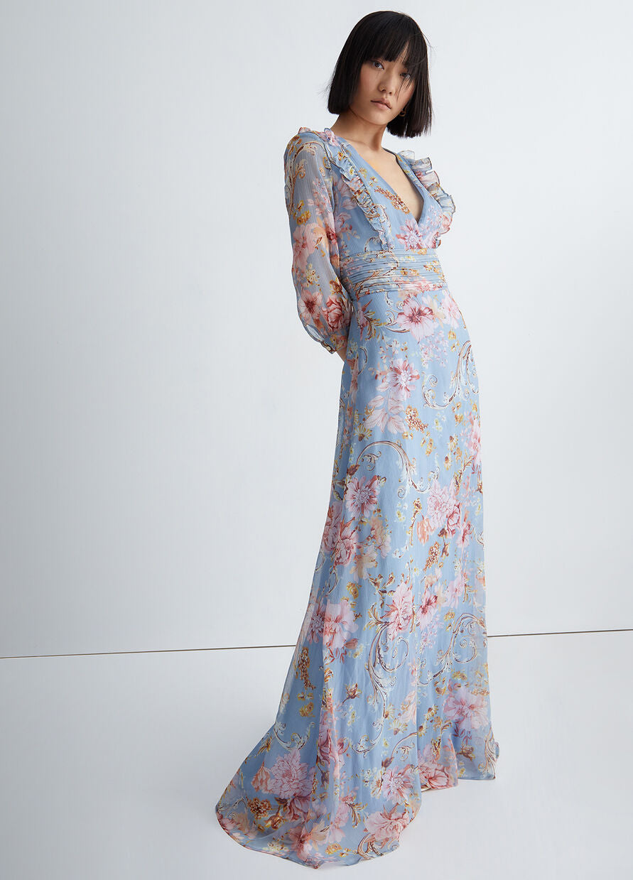 Vestito Lungo Floreale Liu Jo / Celeste - Ideal Moda