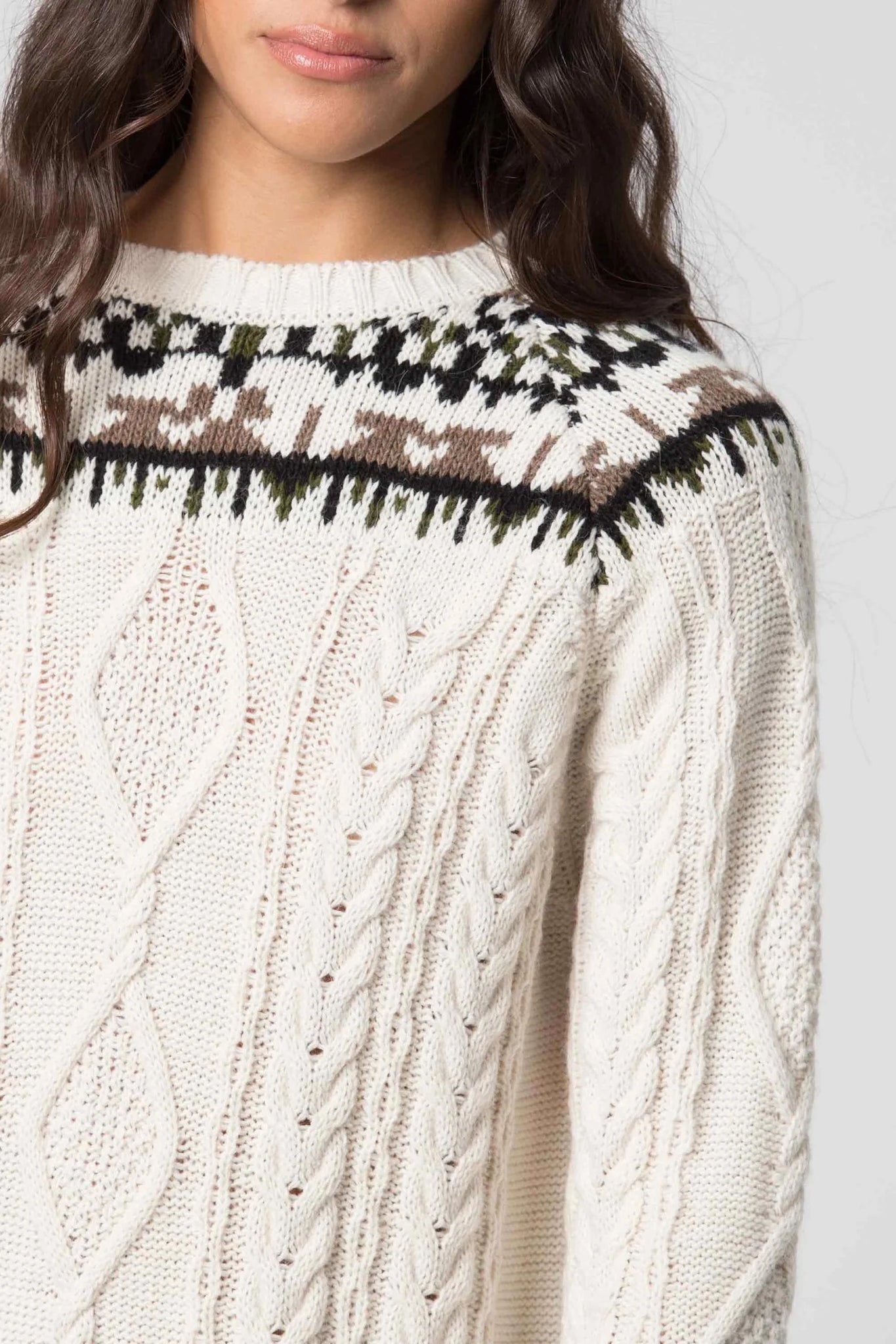 Maglia Lunga con Fantasia Kocca / Bianco - Ideal Moda