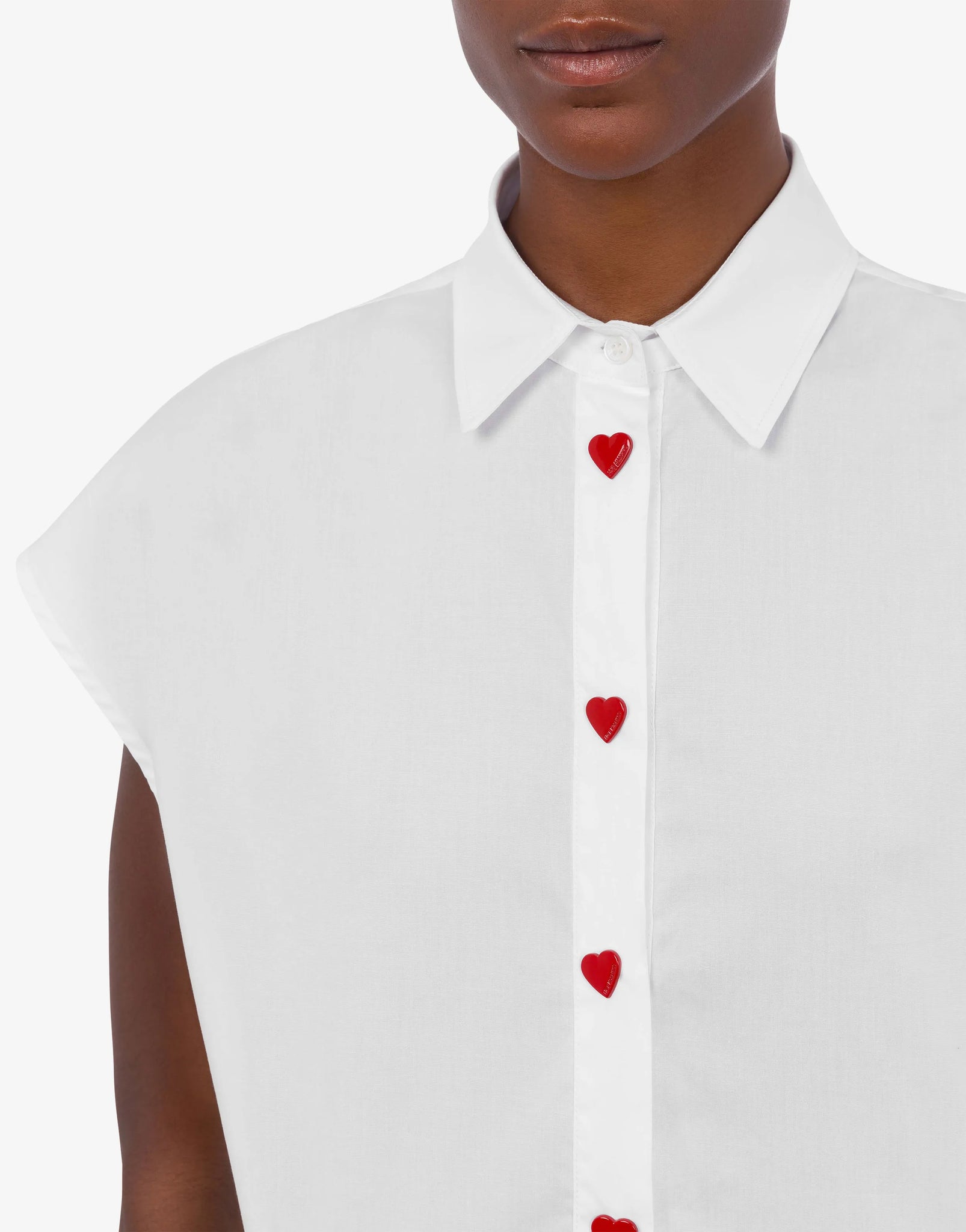 Camicia con Bottoni a Forma di Cuore Love Moschino / Bianco - Ideal Moda