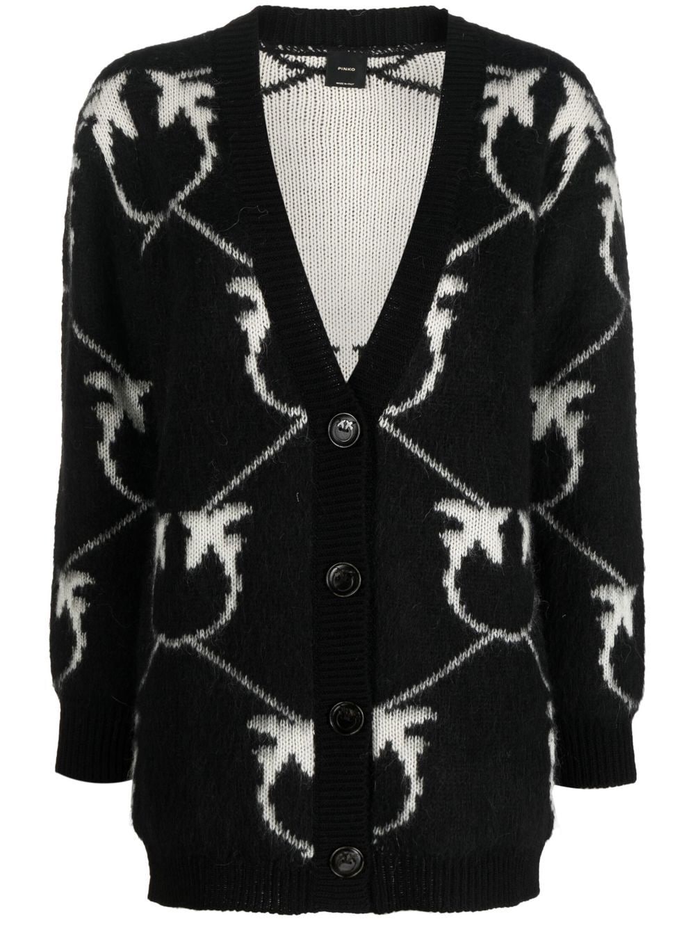 Maxi Cardigan con Logo Pinko / Nero - Ideal Moda