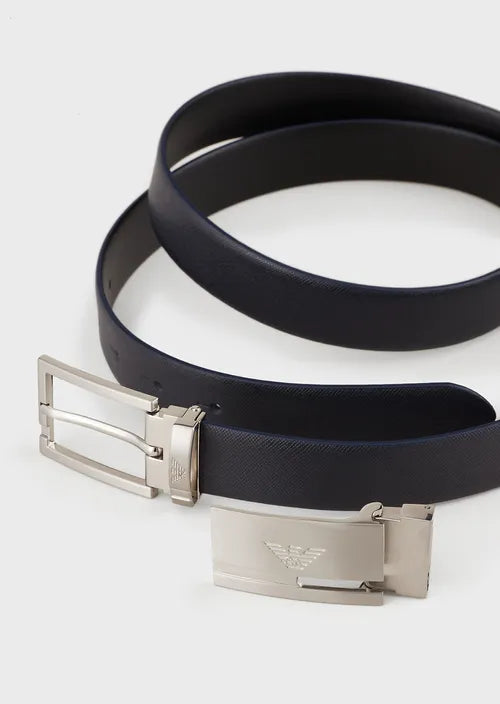 Gift Box Cintura Reversibile in Pelle Emporio Armani / Blu - Ideal Moda