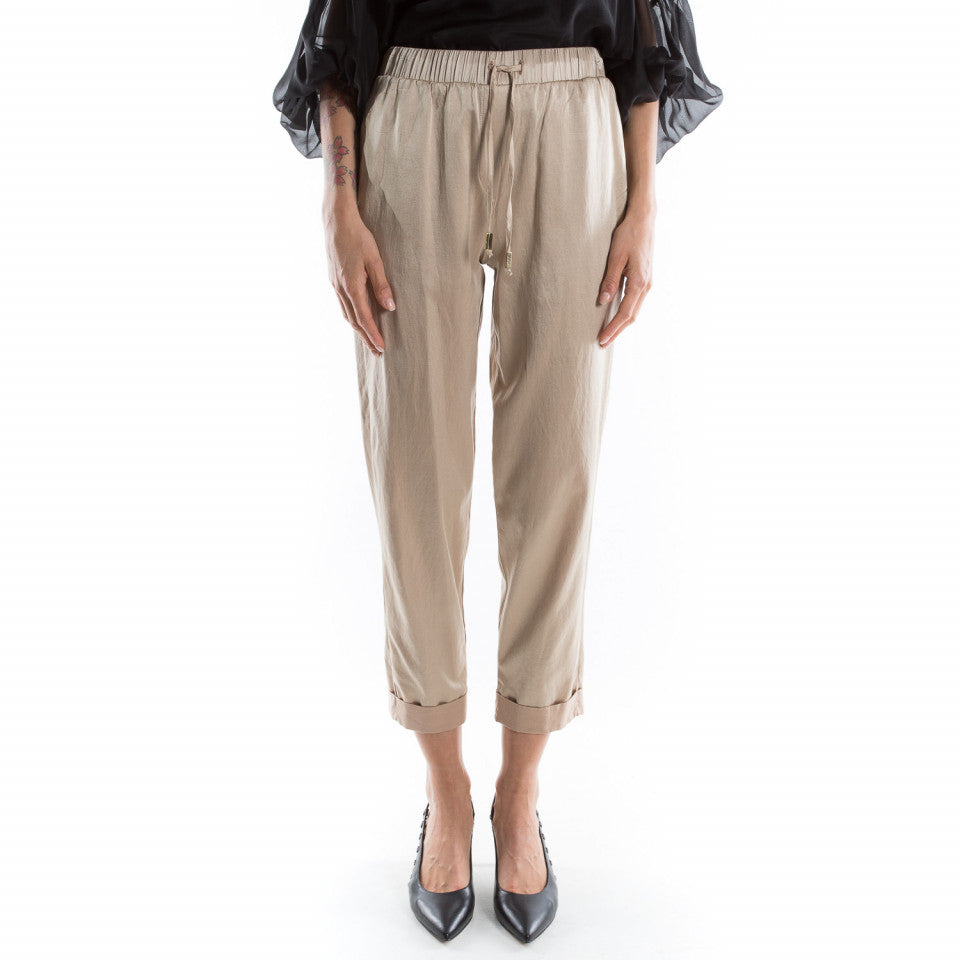 Pantalone in seta / Beige - Ideal Moda